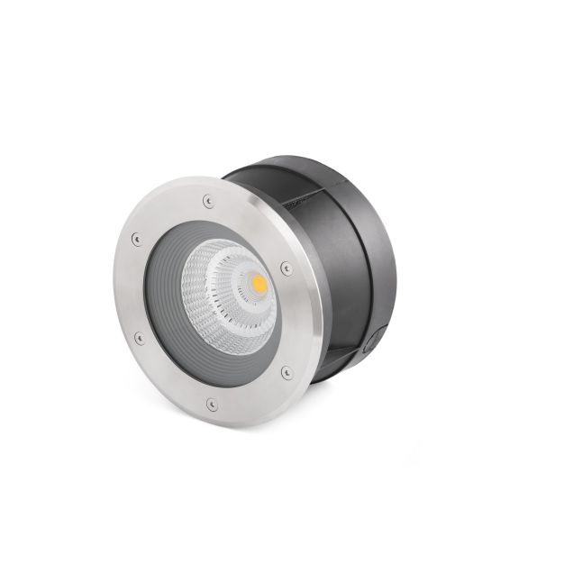 Faro Suria-24 - runder Bodenspot für den Außenbereich - Ø 220 mm, Ø 209 mm Einbaumaß - 24W LED inkl. - IP67 - Edelstahl mattiert - 24 Grad