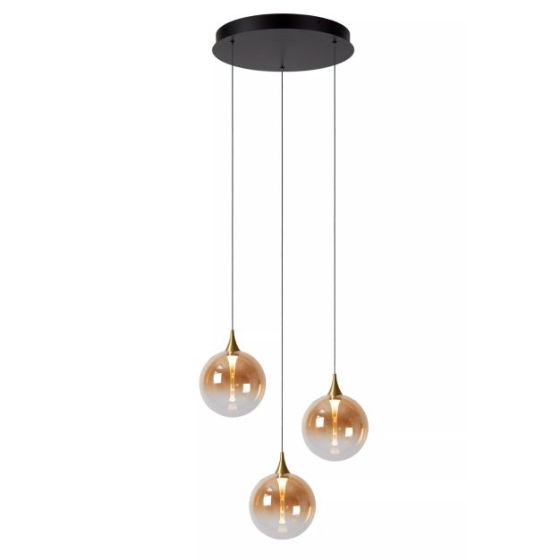 Lucide Gisela - Pendelleuchte - Ø 36 x 150 cm - 3 x 3,6W dimmbare LED inkl - bernsteinfarben