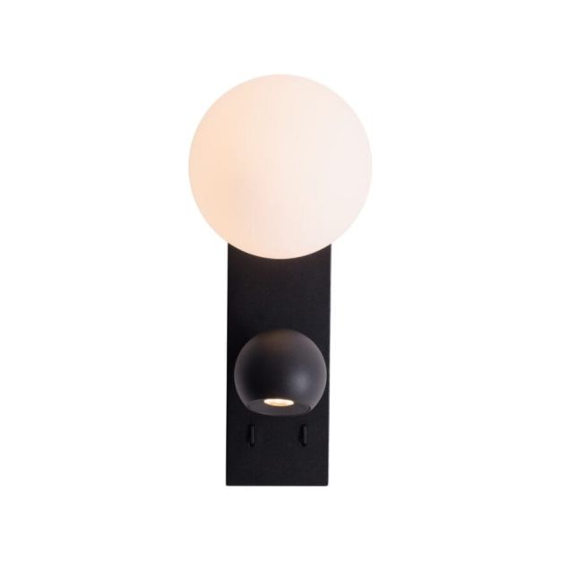 Maxlight Atom - Wandanbauleuchte mit Schalter - 8 x 28 cm - 5W + 5W LED inkl. - schwarz und opal