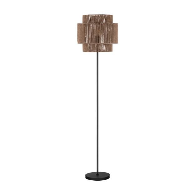 Nova Luce Lito - Stehleuchte - Ø 35 x 145 cm - Sand schwarz und Stroh