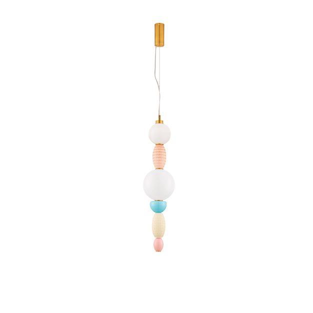 Nova Luce Obrie - Hängelampe - Ø 20 x 215 cm - 23W LED inkl. - Messing Gold, Orange, Blau und Lila