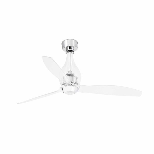 Faro Mini Eterfan - Deckenventilator mit Fernbedienung - Ø 128 cm - Chrom und transparent