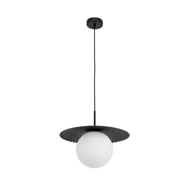 Nova Luce Obbit - Hängeleuchte - Ø 38 x 120 cm - mattschwarz und opal
