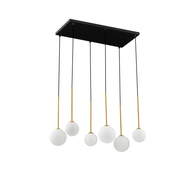 Nova Luce Savoy - Hängelampe - 77 x 163 x 34 cm - gold satiniert, matt schwarz und Opal weiß
