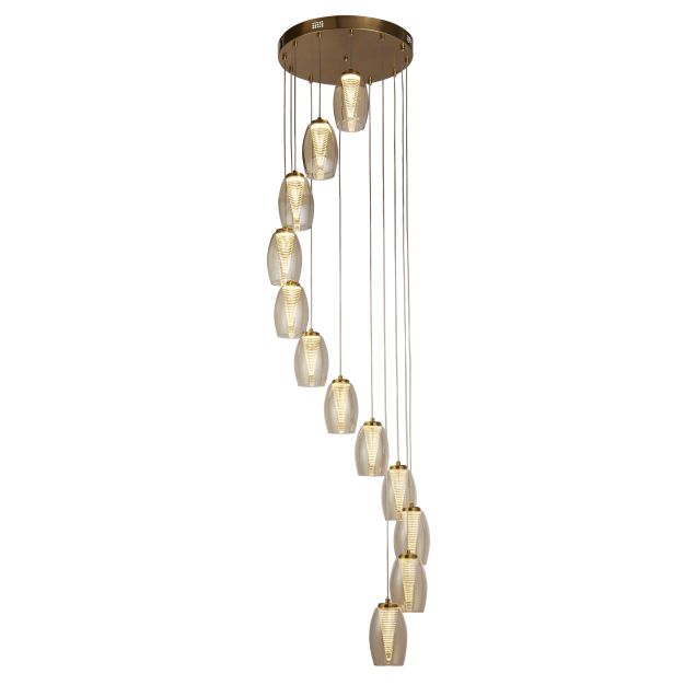 Searchlight Cyclone - Pendelleuchte - Ø 52 x 200 cm - 64W dimmbare LED inkl - Bronze und Champagner