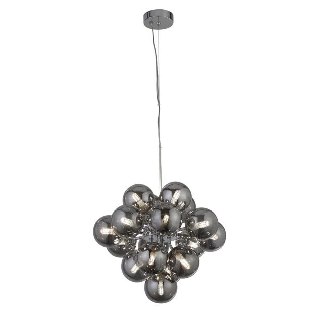 Searchlight Berry - Hängeleuchte - Ø 41 x 150 cm - Chrom und Rauchglas