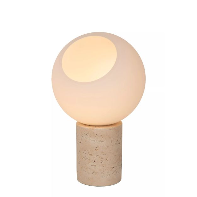 Lucide Davin - Tischleuchte - Ø 15 x 25,6 cm - Opal und Taupe