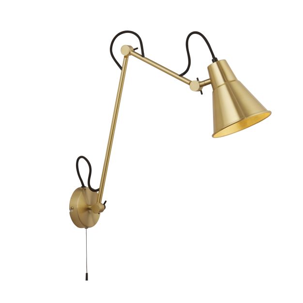Searchlight Swing - Wandleuchte mit Zugschalter - 14 x 77 cm - Messing