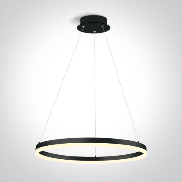 ONE Light LED Pendelleuchte Rings - Hängeleuchte - Ø 60 x 150 cm - 40W LED inkl. - schwarz