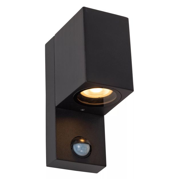Lucide Zaro - Außenwandleuchte mit Sensor - 7 x 10,4 x 17 cm - IP65 - schwarz
