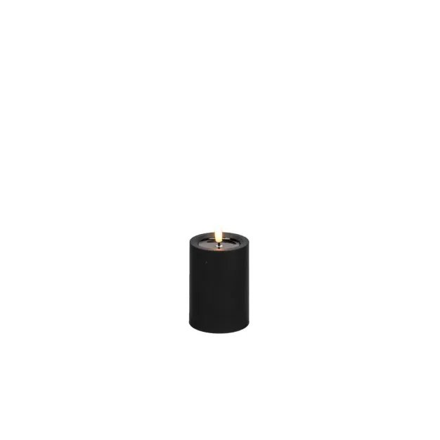 Konstsmide - LED Blockkerze mit Batteriebetrieb und Flackerflamme - Ø 7 x 10 cm - IP44 - schwarz