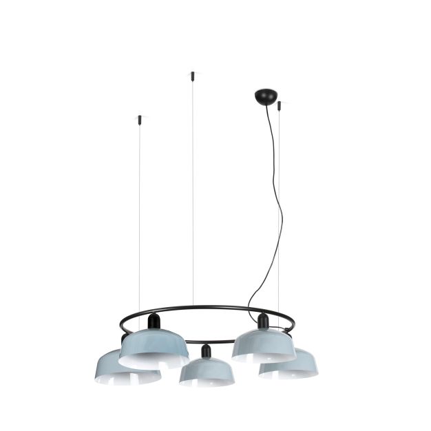 Faro Tatawin M - Hängeleuchte - Ø 96,6 x 100 x 210 cm - schwarz satiniert und grau-blau glänzend