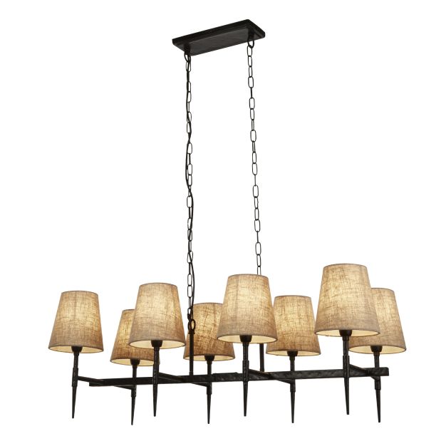 Searchlight Gothic - Kronleuchter - 91 x 150 cm - schwarzes und natürliches Leinen