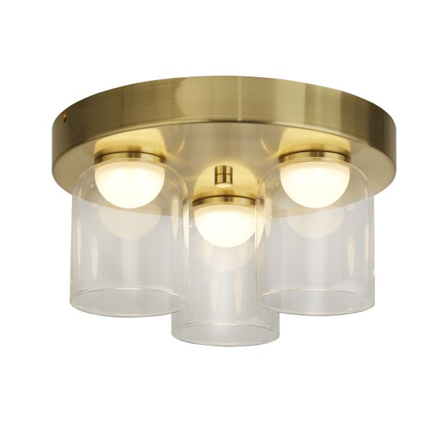 Searchlight Highball - Deckenleuchte - Ø 30 x 16 cm - 16W dimmbare LED inkl. - IP44 - Messing satiniert