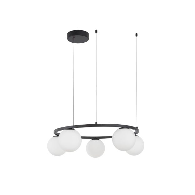 Nova Luce Joline - Pendelleuchte - Ø 50 x 155 cm - 40W LED inkl. - Sandschwarz und Opalweiß