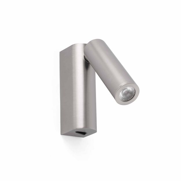 Faro Rob - Wandleuchte mit Schalter - 3,5 x 15,5 x 11 cm - 3W LED inkl. - Nickel satiniert