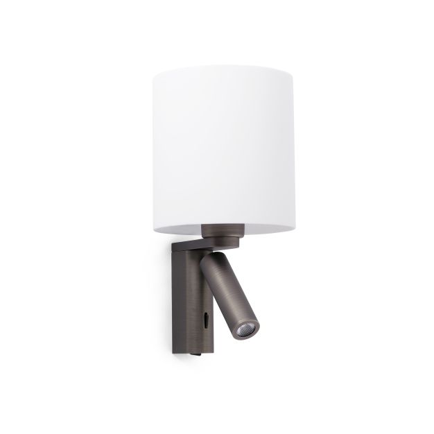 Faro Rob - Wandleuchte mit Schalter - 15 x 15,5 x 29,5 cm - 3W LED inkl. - Bronze