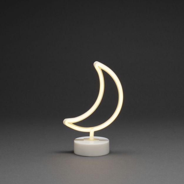 Konstsmide Weihnachtsbeleuchtung - batteriebetriebener Neon-Mond - 16 x 10 x 26 cm - weiß