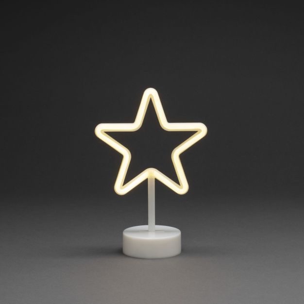 Konstsmide Weihnachtsbeleuchtung - batteriebetriebener Neon-Stern - 18,8 x 10 x 28,5 cm - weiß