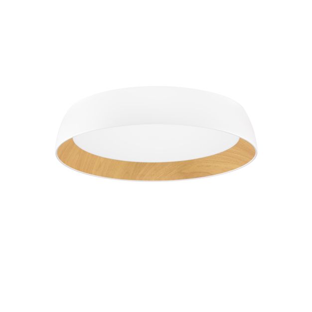 Nova Luce Sigi - Deckenleuchte - Ø 60 x 12 cm - 50W dimmbar LED inkl. - Sand Weiß und Holz