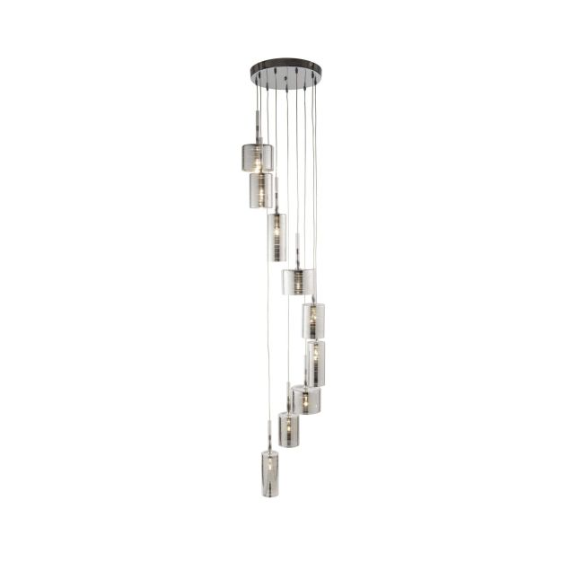 Searchlight Linen - Hängeleuchte - Ø 40 x 185 cm - 9 x 7W Halogen inkl. - Chrom