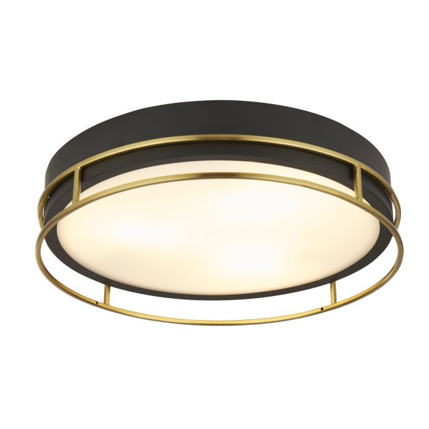 Searchlight Phoenix - Deckenleuchte - Ø 40 x 10 cm - IP44 - Schwarz und Messing
