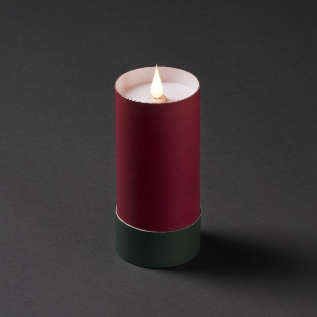 Konstsmide - dekorative Papier LED Kerze auf Batterie - Ø 7 x 15,5 cm - rot