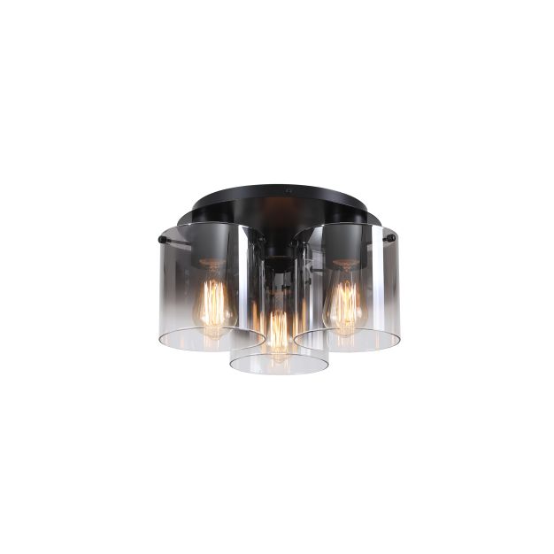 Searchlight Sweden - Deckenleuchte - Ø 39 x 21 cm - mattschwarz und rauchfarben ombre