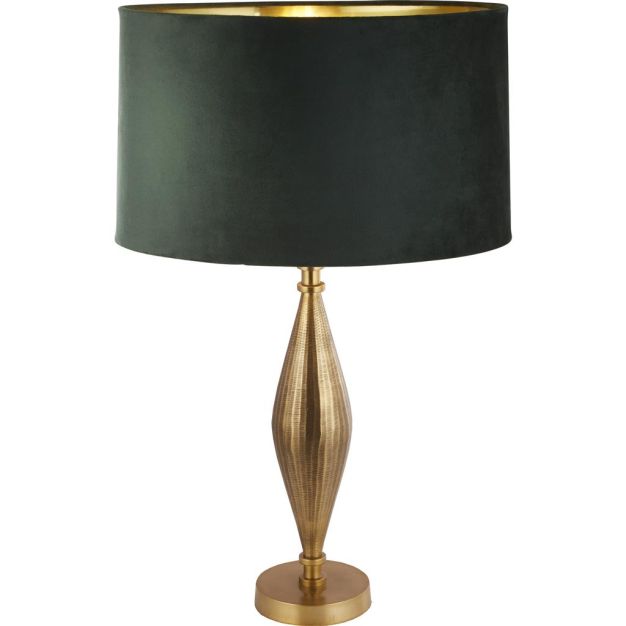 Searchlight Rye - Tischleuchte - Ø 40 x 70 cm - Messing antik, gold und grün