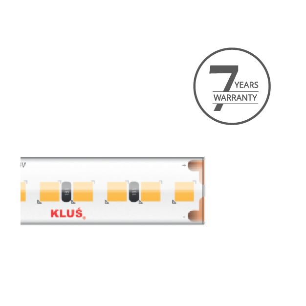 KLUS LED Streifen - 1cm breit, 500cm lang - 24Vdc - dimmbar - 9.1W LED pro Meter - 266 LEDs pro Meter - IP65 - 4000K