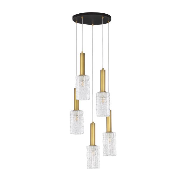 Nova Luce Certa - Hängelampe - Ø 35 x 150 cm - klarglas, messinggold und schwarz