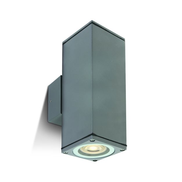 ONE Light GU10 Outdoor Cubes - Außenwandleuchte - 6,3 x 6,3 x 19,6 cm - IP54 - grau
