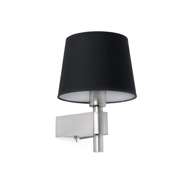 Faro Room - Wandleuchte mit Schalter - 20 x 22,5 x 29 cm - schwarz und nickel satiniert