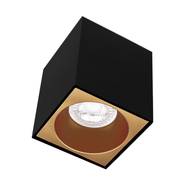 Century Italia Essenza Cube - Aufbaustrahler 1L - 9,6 x 9,6 x 10,2 cm - gold und schwarz