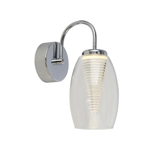 Searchlight Cyclone - Wandleuchte mit Zugschalter - 11,5 x 26,5 cm - 6W LED inkl. - Chrom und transparent