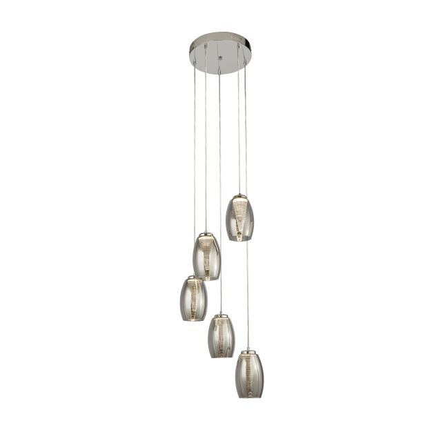 Searchlight Cyclone - Pendelleuchte - Ø 35 x 150 cm - 27W dimmbare LED inkl - Chrom und Rauchglas