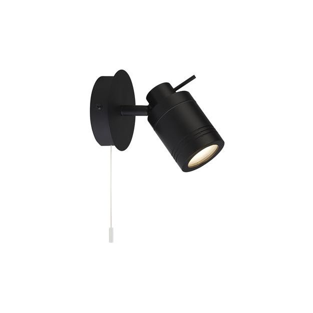 Searchlight Samson - Wandleuchte mit Zugschalter - 10 x 16 cm - IP44 - schwarz