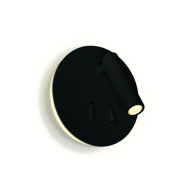 ONE Light Dark Light Cylinders - Wandstrahler mit Schalter - Ø 14,8 x 3,2 cm - 3W + 5W LED inkl. - schwarz