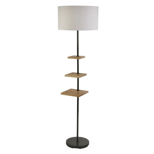 Searchlight Norfolk – Stehleuchte – Ø 45 x 163 cm – schwarz, grau und hellbraun