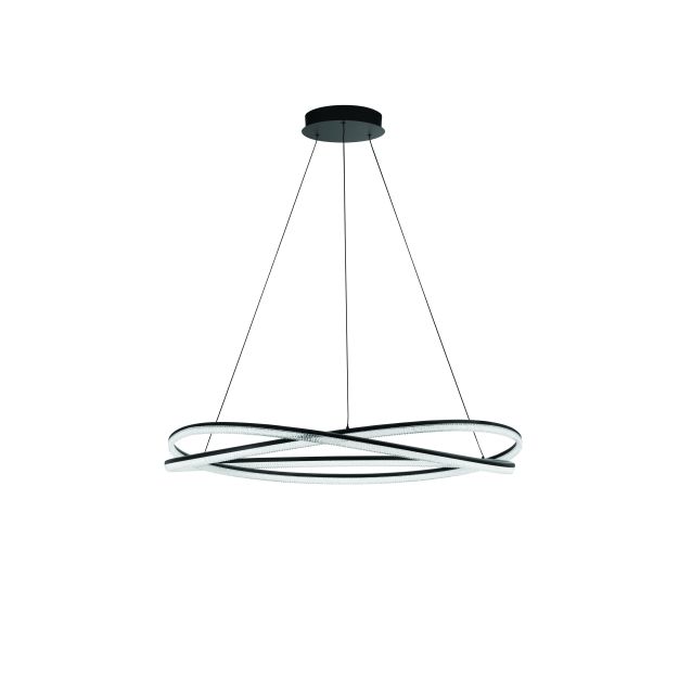 Nova Luce Ofelia - Hängelampe mit Fernbedienung - Ø 95 x 150 cm - 68W dimmbar LED inkl. - sand schwarz