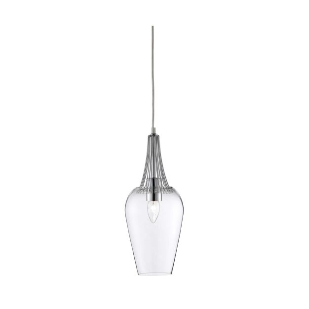 Searchlight Whisk - Hängeleuchte - Ø 16 x 105 cm - Chrom und transparent