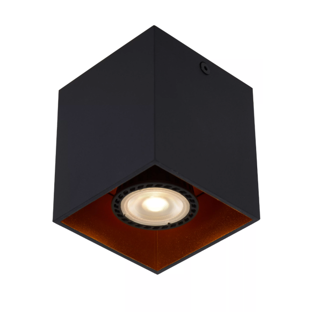Lucide Bido - Aufbaustrahler - 8,3 x 8,3 x 9,5 cm - Schwarz und Messing