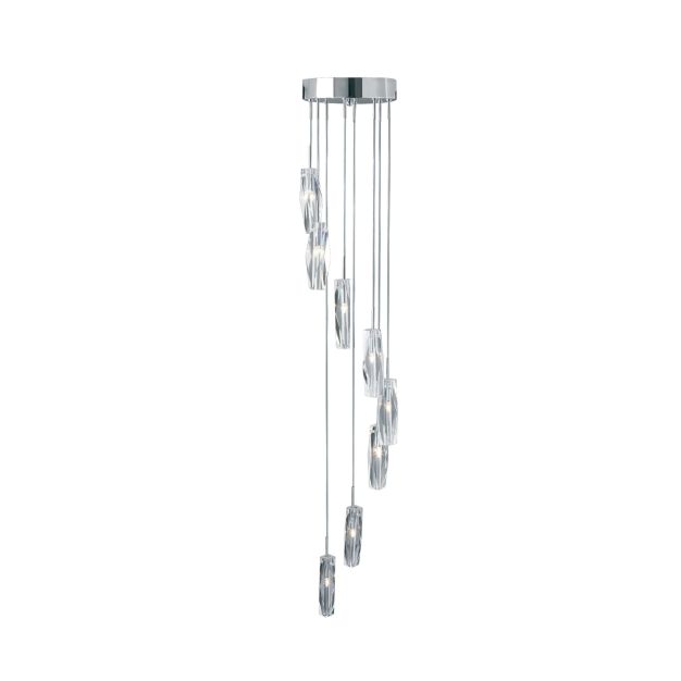 Searchlight Sculptured Ice - Hängeleuchte - Ø 24 x 125 cm - 8 x 7W Halogen inkl. - Chrom