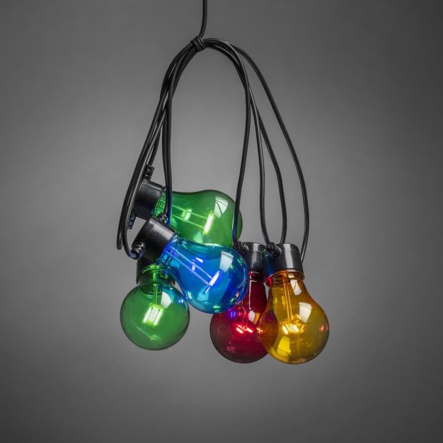Konstsmide - dekoratives Partylichtset - 4,5m Länge mit 10m Schnur - 10 LED Birnen inkl - 4W - IP44 - mehrfarbig