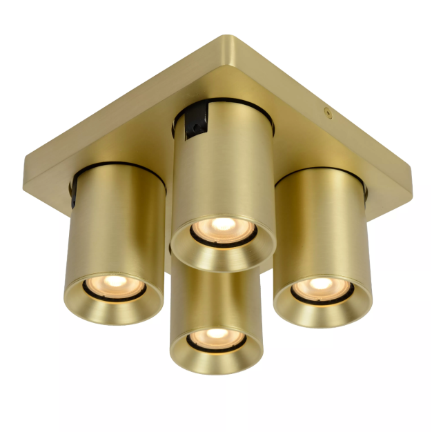 Lucide Nigel - Aufbaustrahler - 20 x 20 x 11,5 cm - 4 x 5W dimmbare LED inkl. - dimmbar auf warm - gold