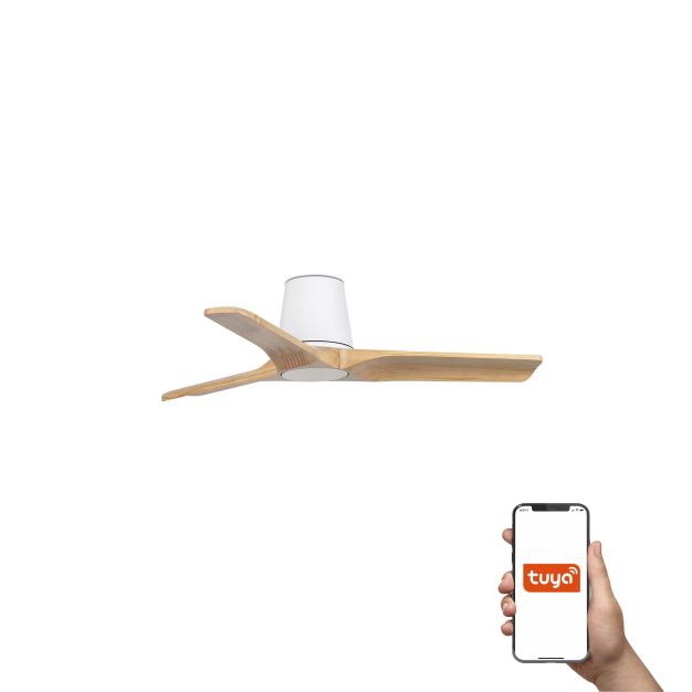 Faro Heywood Tub S Tuya Smart - deckenventilator - Ø 90 cm - matt weiß und pino