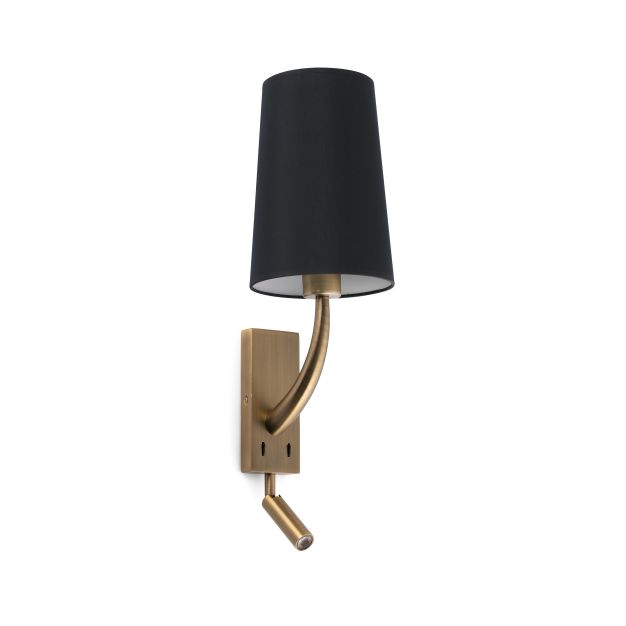 Faro Rem - Wandleuchte mit Schalter - 16,5 x 21 x 61 cm - 4W LED inkl. - schwarz und altgold