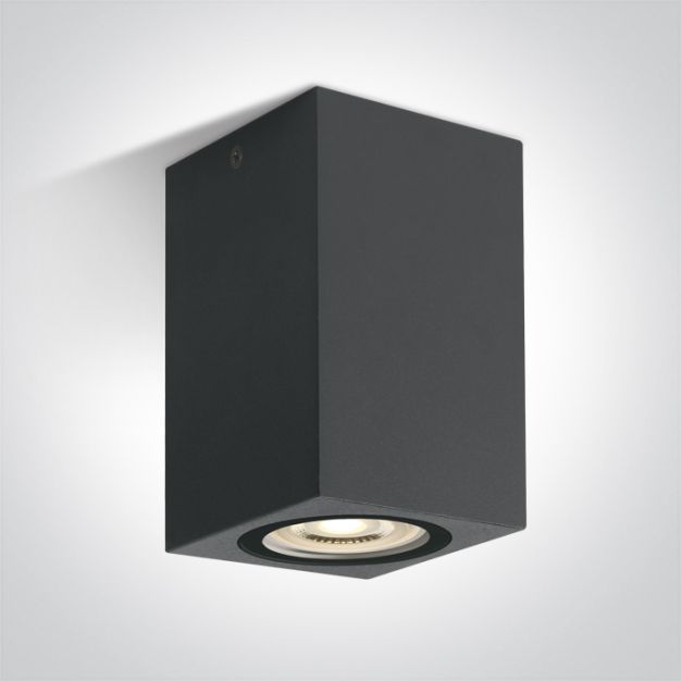 ONE Light GU10 Outdoor Cube Lights - Aufbaustrahler 1L - 6,6 x 6,6 x 11 cm - IP65 - anthrazit