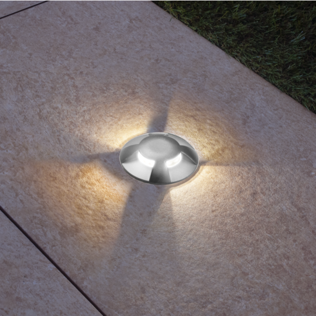 Century Italia Argo - Bodenstrahler mit 4 Fenstern - Ø5,8 x 6,5 cm - 0,75W LED inkl - 3000K - IP67 - grau