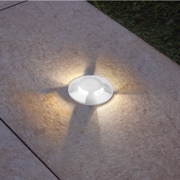 Century Italia Argo - Bodenstrahler mit 4 Fenstern - Ø5,8 x 6,5 cm - 0,75W LED inkl - 3000K - IP67 - weiß